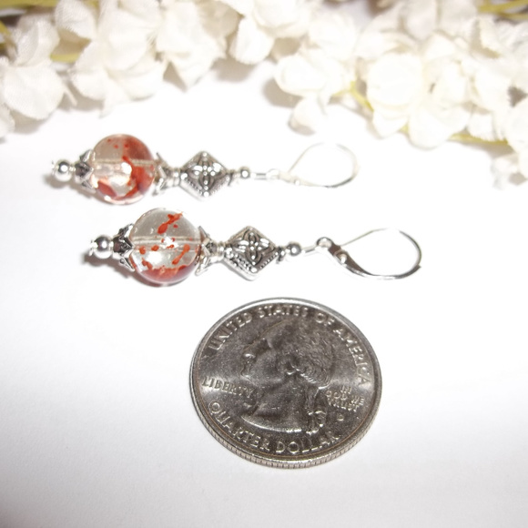 Rust Orange and Clear Glass Earring Set Drop 4500 - Picture 6 of 6